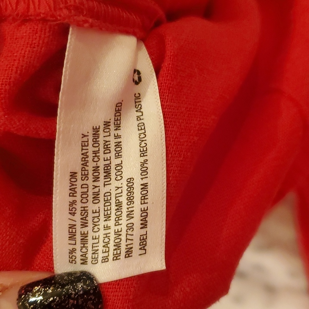 Loose Red Linen Pants - Picture 4 of 5